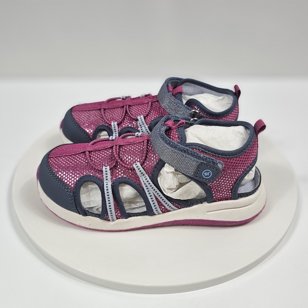 Munchkin by Stride Rite Coast Sandals Girls Sz 12M Pink Gray Adjustable Comfort - Picture 10 of 14